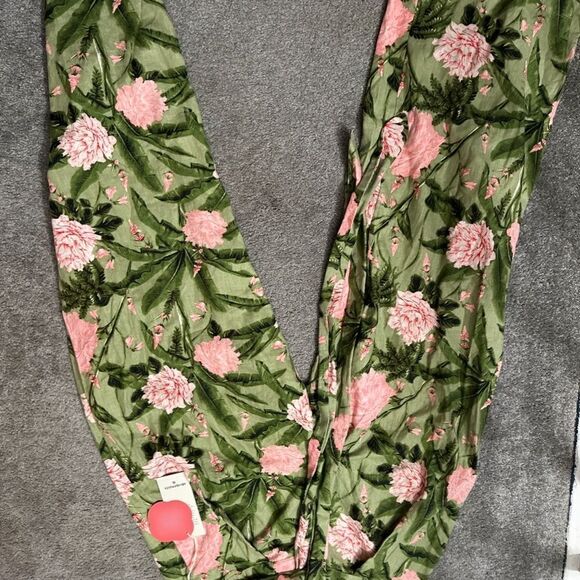 Agua Bendita Peony Floral Pants Size 1X NWT Green Pink - Picture 7 of 9